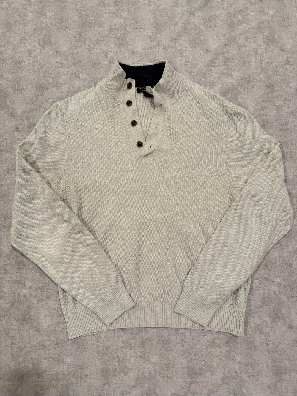 Vintage Brooks Brothers Light Gray Button-Neck Sweater